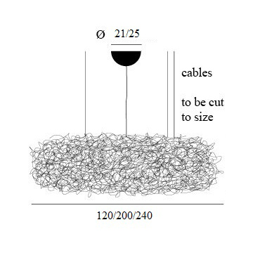 Fil De Fer Nuvola 240cm Mod.F Suspensions Argent - CATELLANI & SMITH